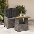 2-piece Garden Set with Cushions Poly Rattan Grey