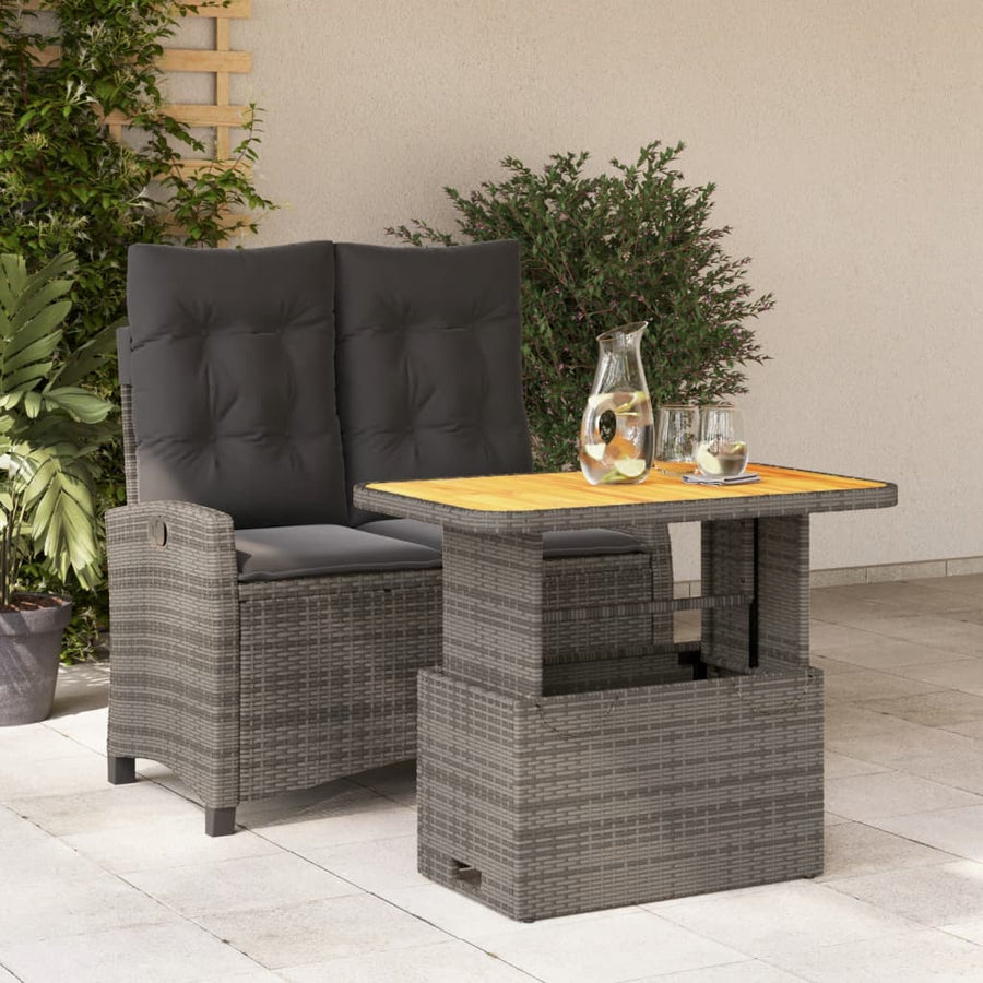 2-Delige Tuinset Met Kussens Poly Rattan Grijs