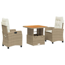 3-Delige Tuinset Met Kussens Poly Rattan Beige