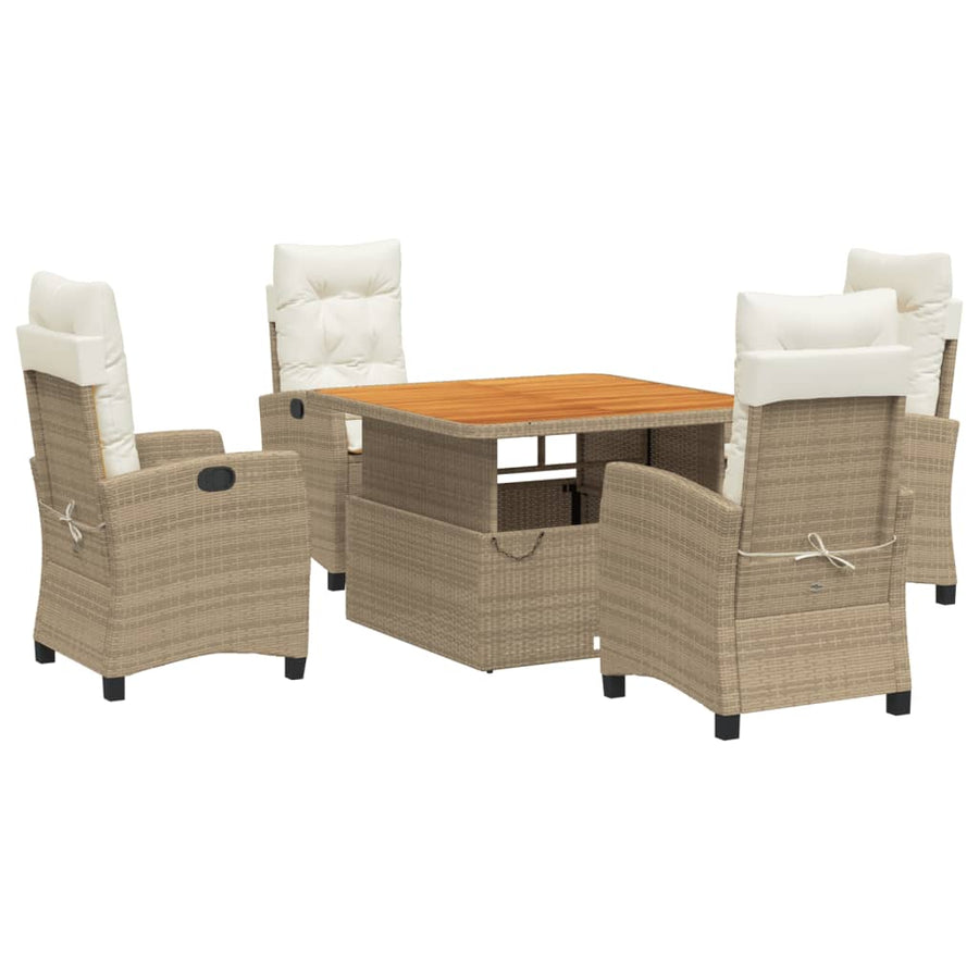 5-Delige Tuinset Met Kussens Poly Rattan Beige