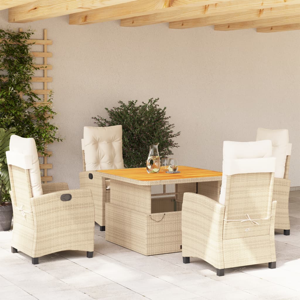 5-Delige Tuinset Met Kussens Poly Rattan Beige