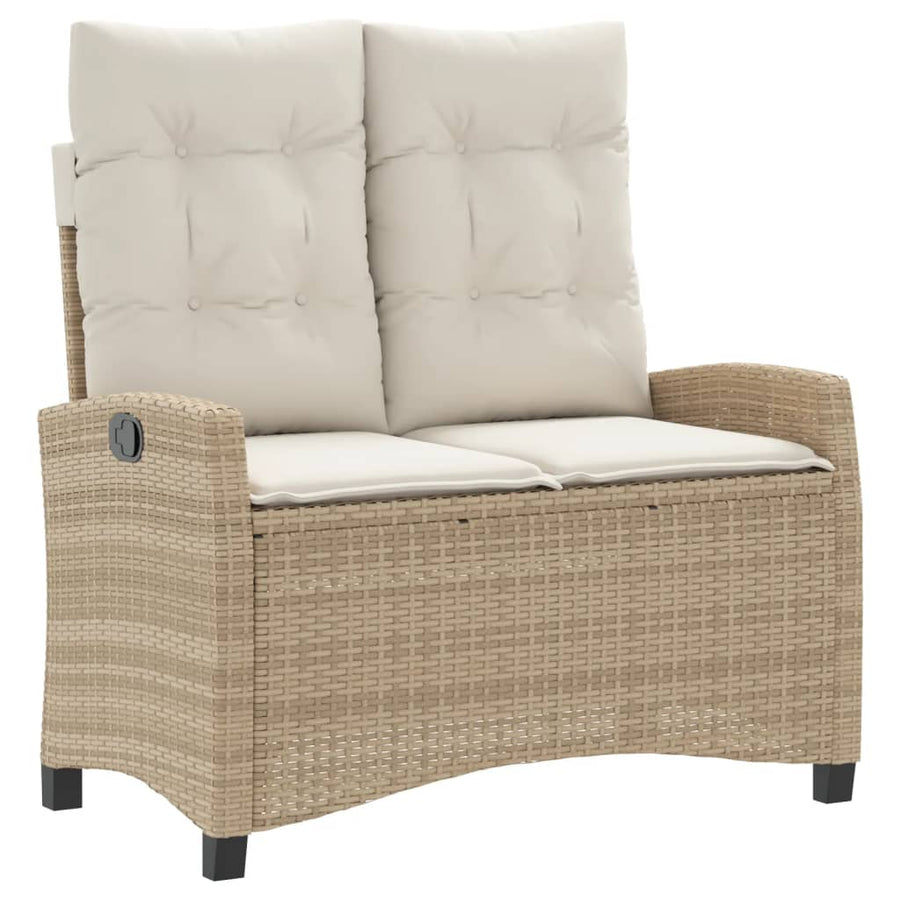2-Delige Tuinset Met Kussens Poly Rattan Beige
