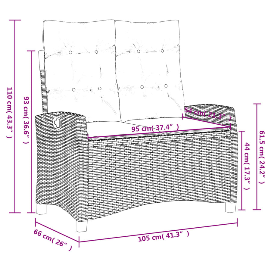 2-Delige Tuinset Met Kussens Poly Rattan Beige