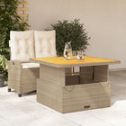 2-piece Garden Set with Cushions Poly Rattan Beige