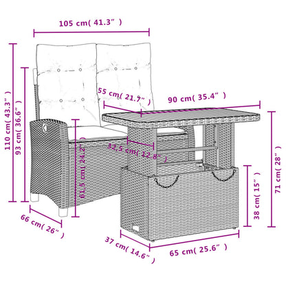 2-Delige Tuinset Met Kussens Poly Rattan Beige