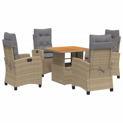 5-Delige Tuinset Met Kussens Poly Rattan Beige
