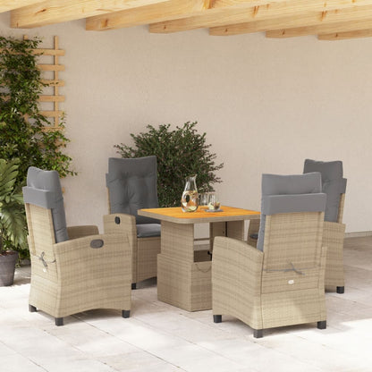 5-Delige Tuinset Met Kussens Poly Rattan Beige