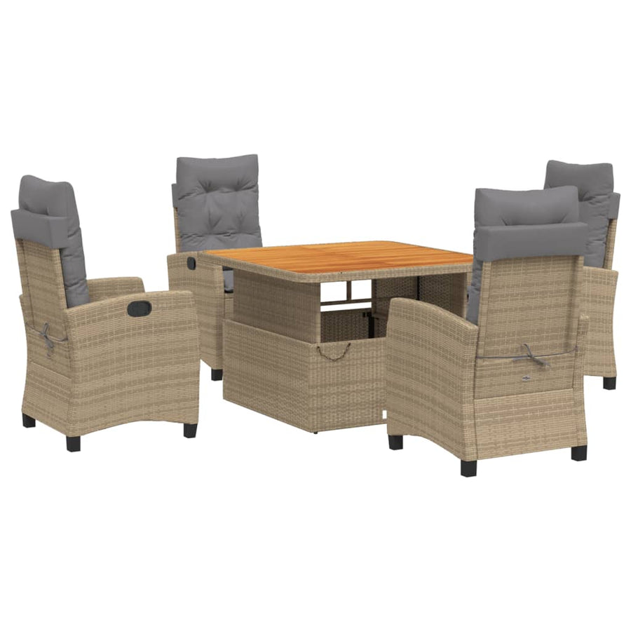 5-Delige Tuinset Met Kussens Poly Rattan Beige