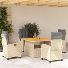 5-piece Garden Set with Cushions, Poly Rattan, Beige