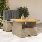 2-piece Garden Set with Cushions Poly Rattan Beige