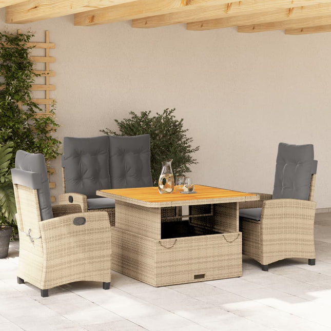 4-Delige Tuinset Met Kussens Poly Rattan Beige