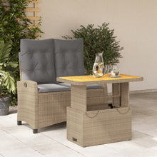 2-Delige Tuinset Met Kussens Poly Rattan Beige