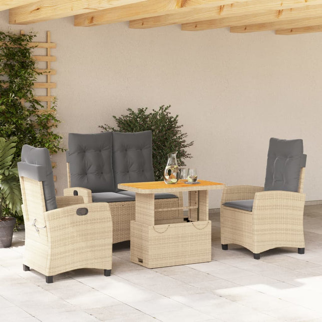 4-Delige Tuinset Met Kussens Poly Rattan Beige