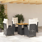 5-piece Garden Set with Cushions, Poly Rattan, Black
