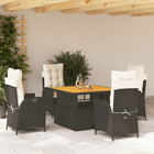 5-piece Garden Set with Cushions, Poly Rattan, Black