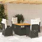 5-piece Garden Set with Cushions, Poly Rattan, Black