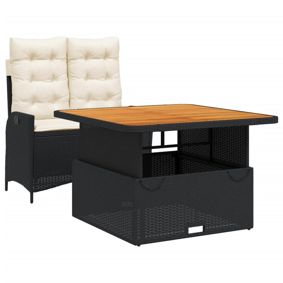 2-Delige Tuinset Met Kussens Poly Rattan Zwart