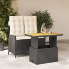 2-piece Garden Furniture Set with Cushions, Poly Rattan, Black