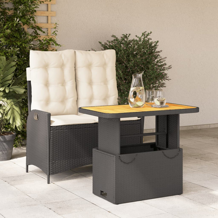 2-Delige Tuinset Met Kussens Poly Rattan Zwart