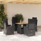 5-piece Garden Set with Cushions, Poly Rattan, Black