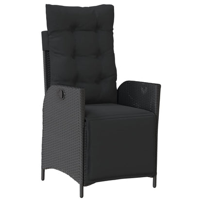 3-delige Tuinset met kussens poly rattan zwart