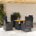 5-piece Garden Set with Cushions, Poly Rattan, Black