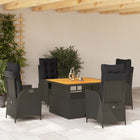 5-piece Garden Set with Cushions, Poly Rattan, Black