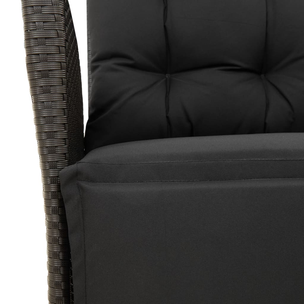 4-delige Tuinset met kussens poly rattan zwart