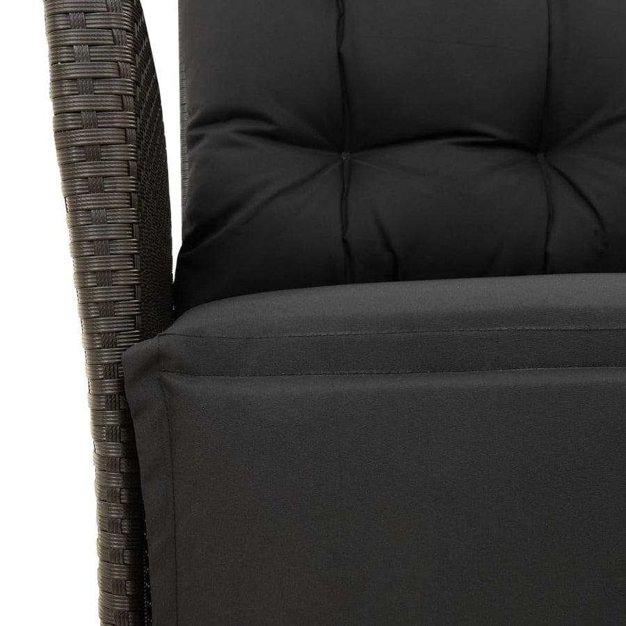 4-delige Tuinset met kussens poly rattan zwart