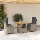 3-delige Tuinset met kussens poly rattan grijs