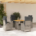 5-piece Garden Set with Cushions Poly Rattan Grey