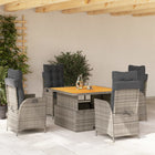 5-piece Garden Set with Cushions Poly Rattan Grey