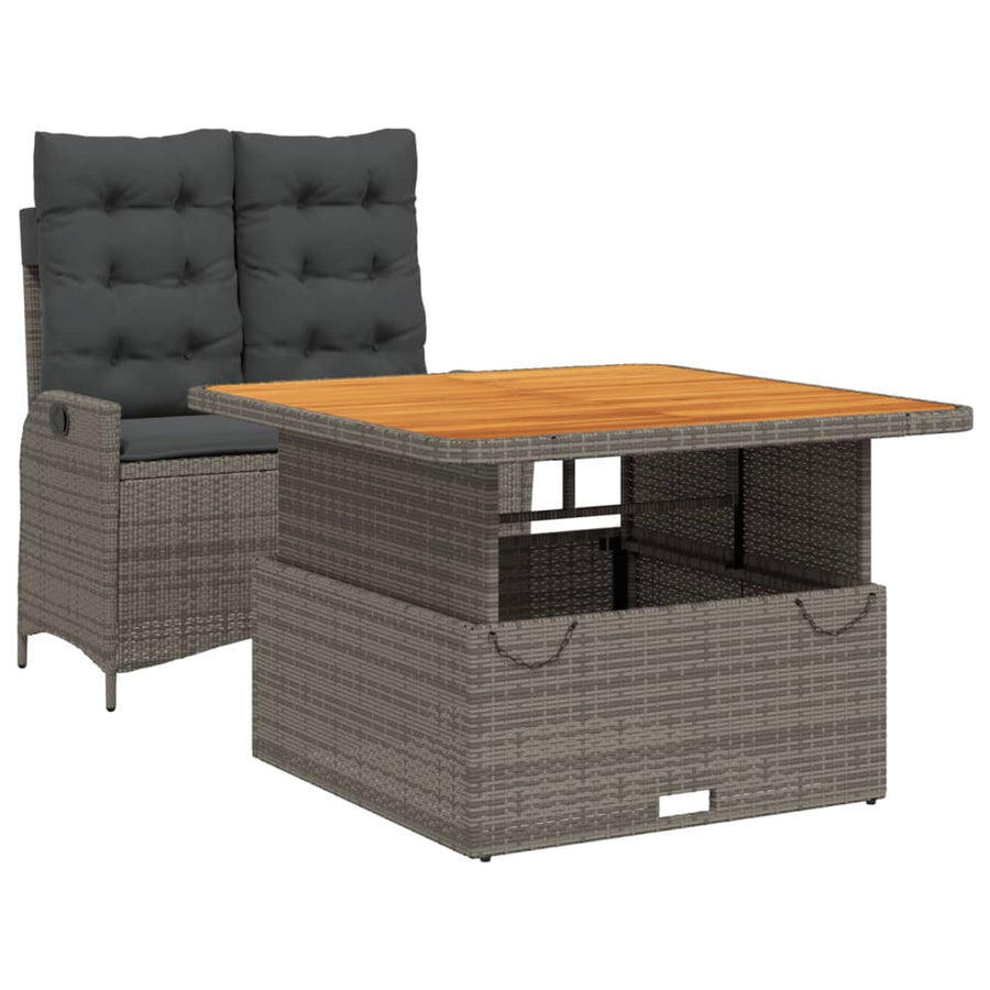 2-Delige Tuinset Met Kussens Poly Rattan Grijs