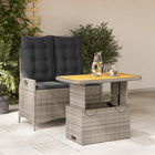 2-piece Garden Set with Cushions Poly Rattan Grey
