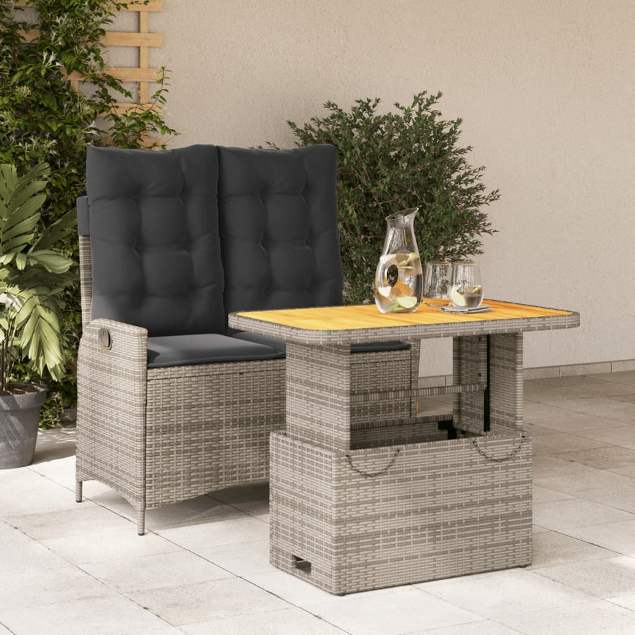 2-Delige Tuinset Met Kussens Poly Rattan Grijs
