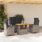 4-delige Tuinset met kussens poly rattan grijs