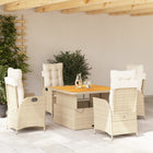 5-piece Garden Set with Cushions, Poly Rattan, Beige