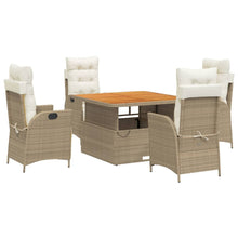 5-delige Tuinset met kussens poly rattan beige