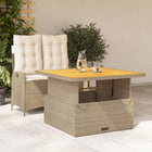 2-piece Garden Set with Cushions Poly Rattan Beige