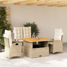 4-delige Tuinset met kussens poly rattan beige