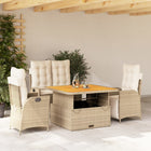 4-delige Tuinset met kussens poly rattan beige