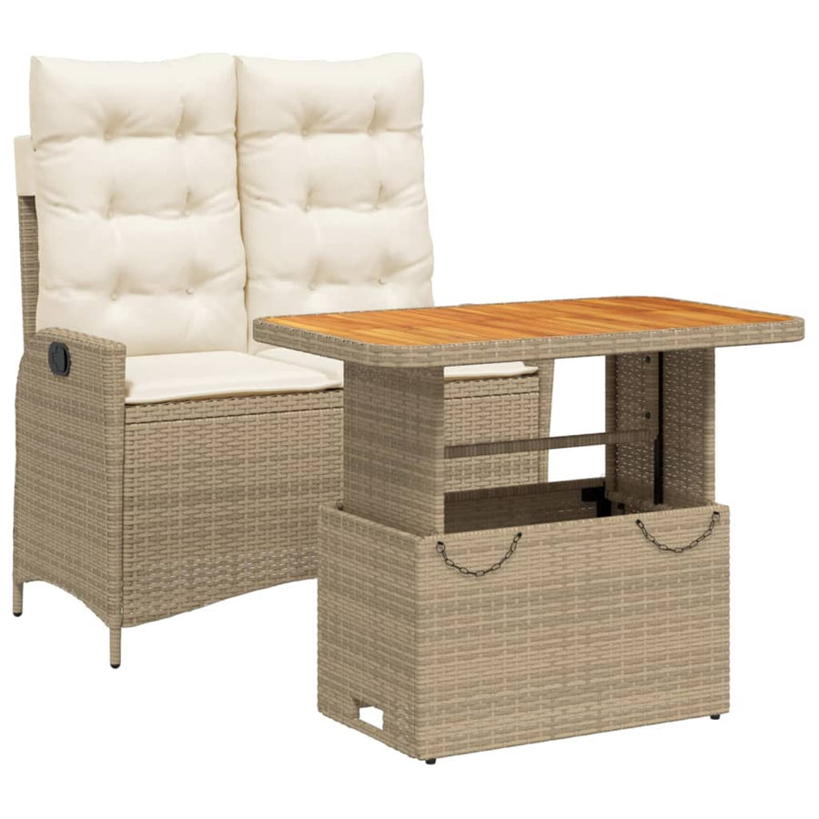 2-Delige Tuinset Met Kussens Poly Rattan Beige