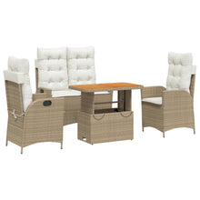4-delige Tuinset met kussens poly rattan beige