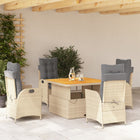 5-piece Garden Set with Cushions, Poly Rattan, Beige