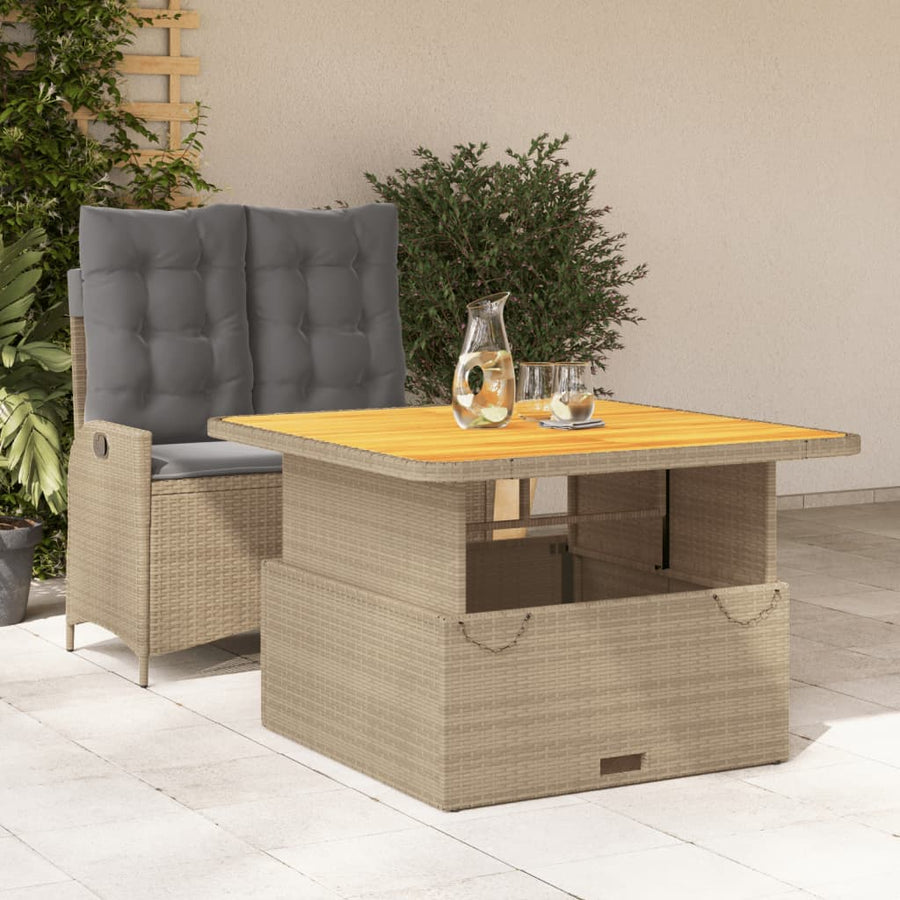 2-Delige Tuinset Met Kussens Poly Rattan Beige