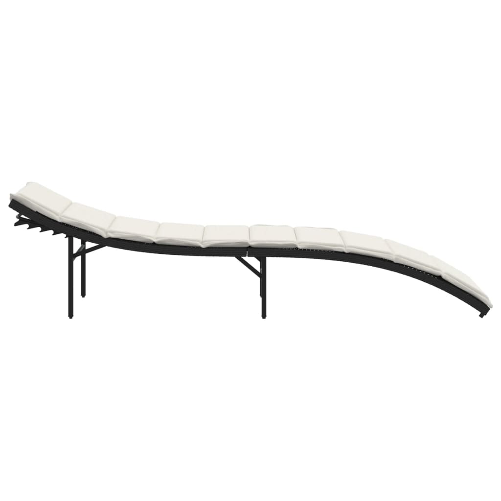 Ligbedden 2 st met kussens poly rattan zwart