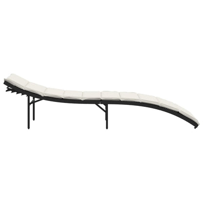 Ligbedden 2 st met kussens poly rattan zwart