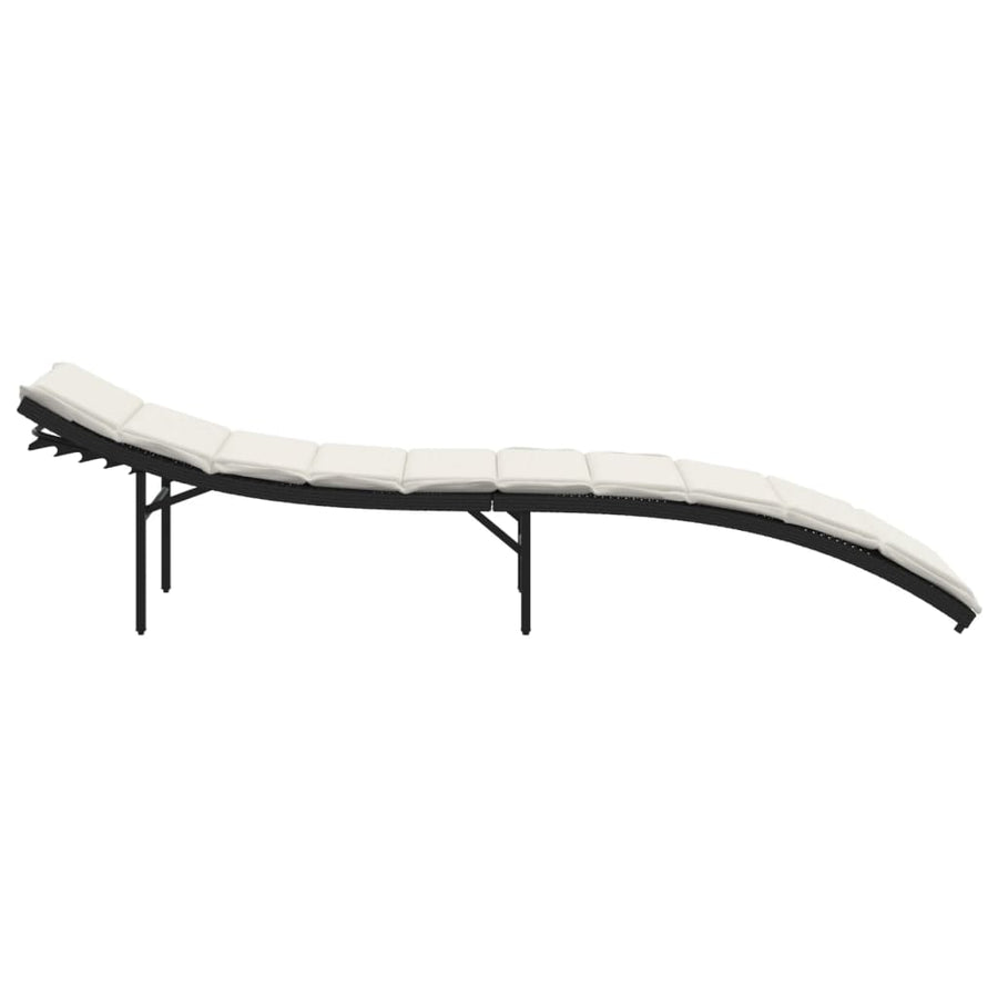 Ligbedden 2 st met kussens poly rattan zwart