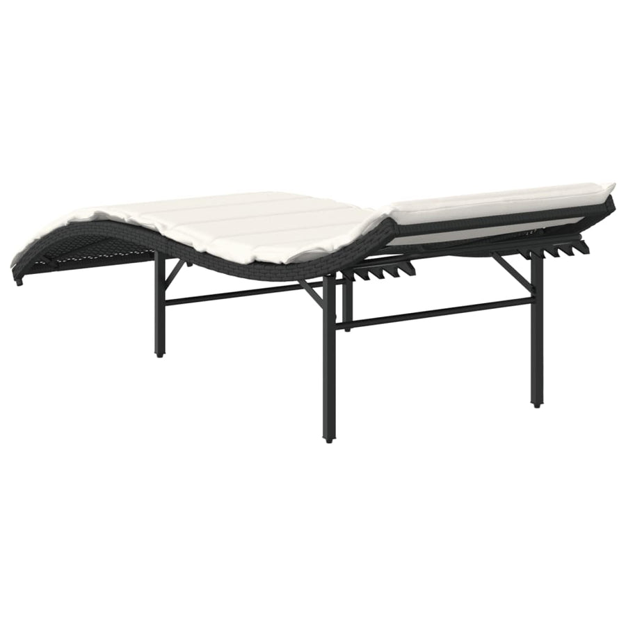 Ligbedden 2 st met kussens poly rattan zwart