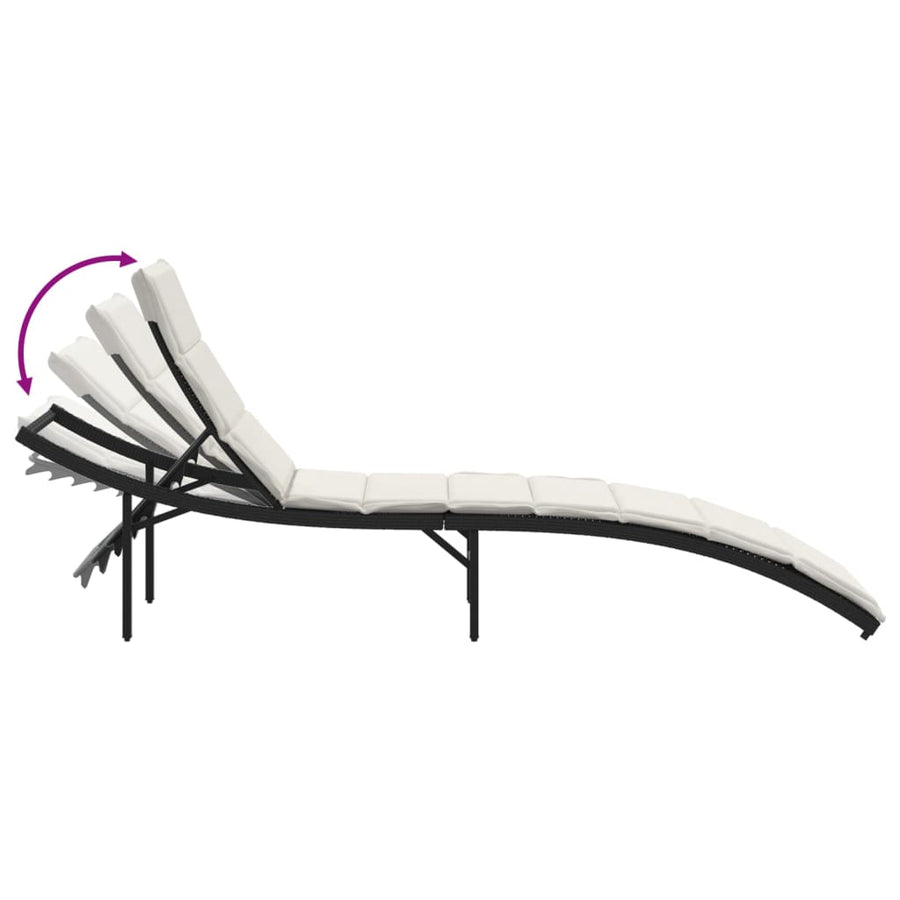 Ligbedden 2 st met kussens poly rattan zwart